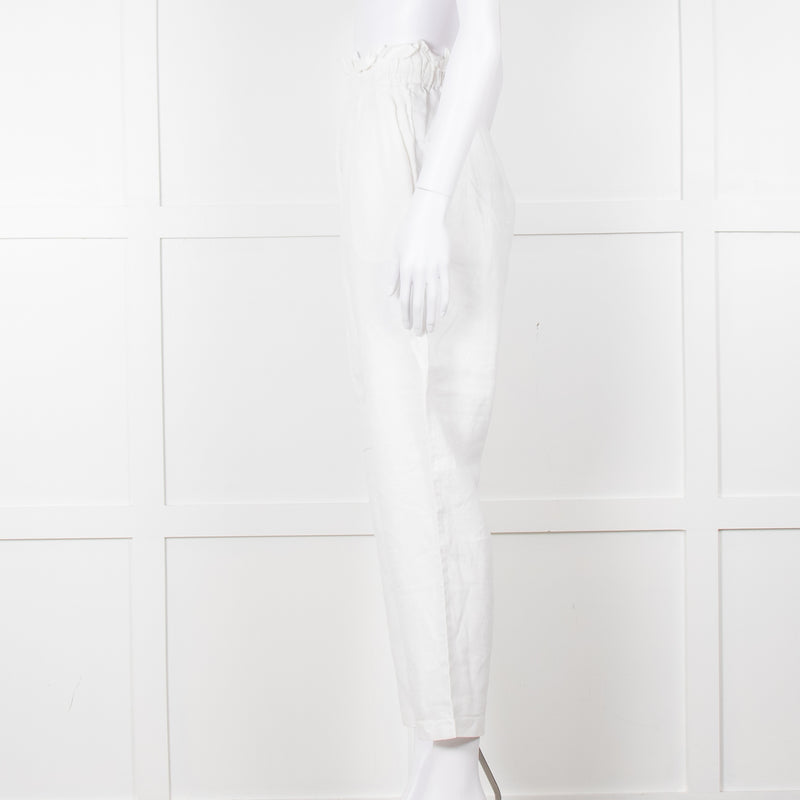 Bec+ Bridge White Elasticated Waist Linen Trousers