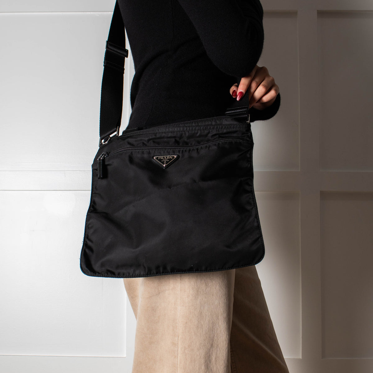 Prada Black Re-Nylon Nylon Crossbody Bag.