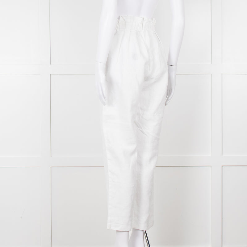 Bec+ Bridge White Elasticated Waist Linen Trousers