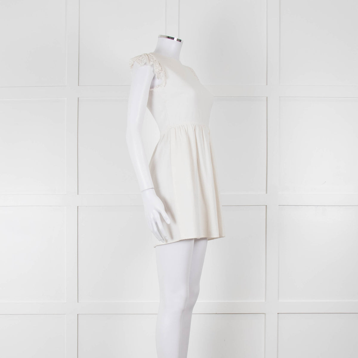 Valentino White Lace Sleeve Mini Dress
