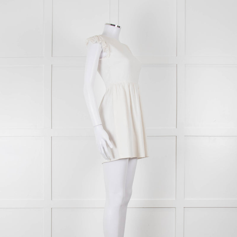 Valentino White Lace Sleeve Mini Dress