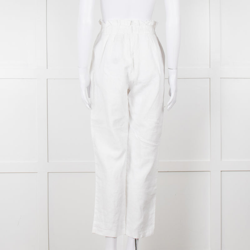 Bec+ Bridge White Elasticated Waist Linen Trousers