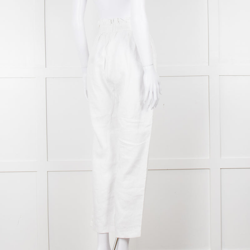 Bec+ Bridge White Elasticated Waist Linen Trousers