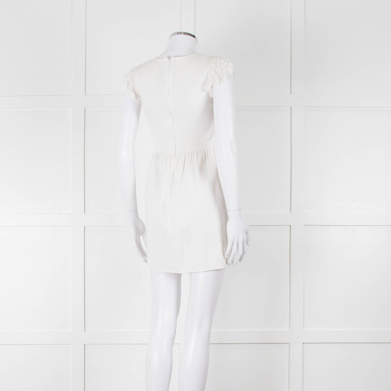 Valentino White Lace Sleeve Mini Dress