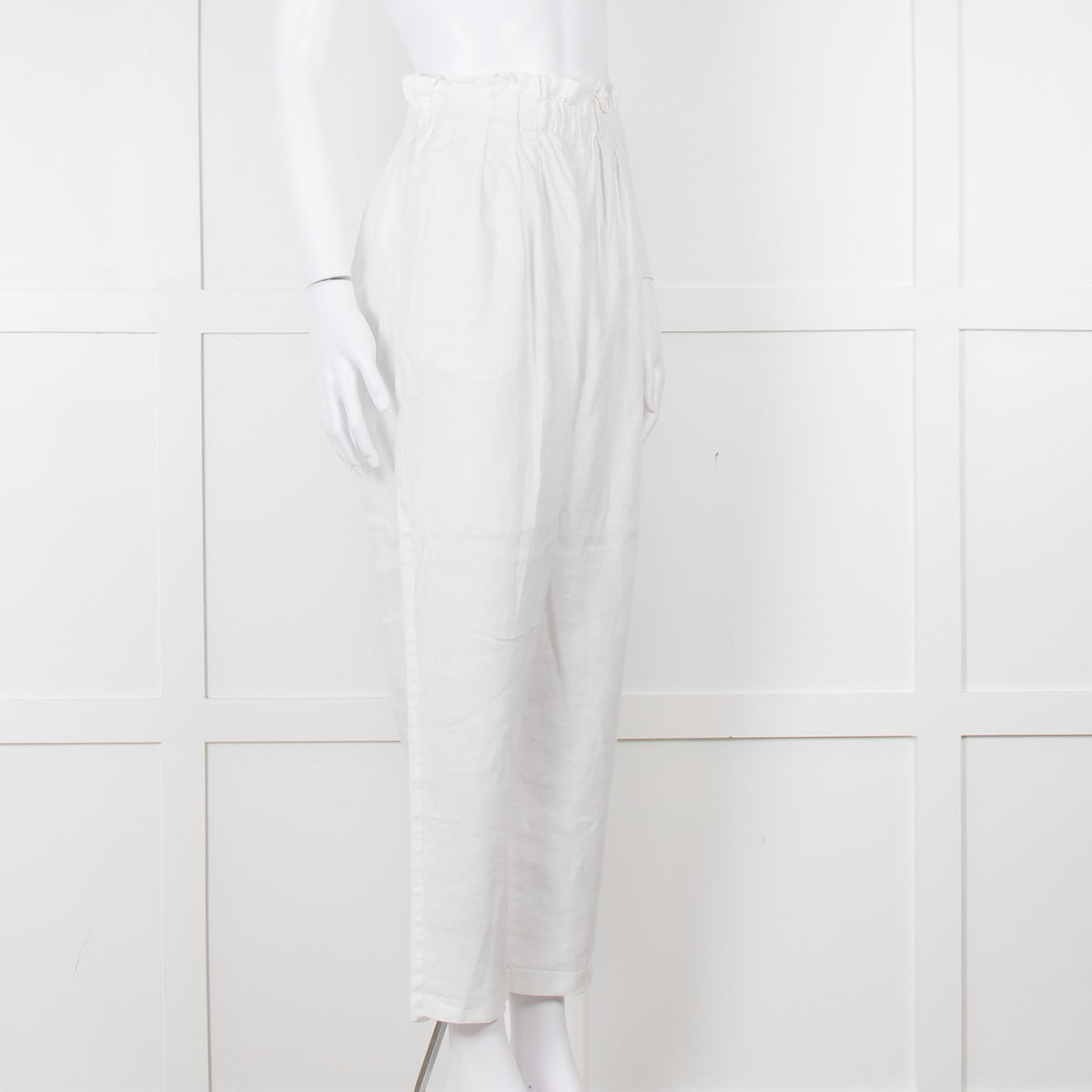 Bec+ Bridge White Elasticated Waist Linen Trousers