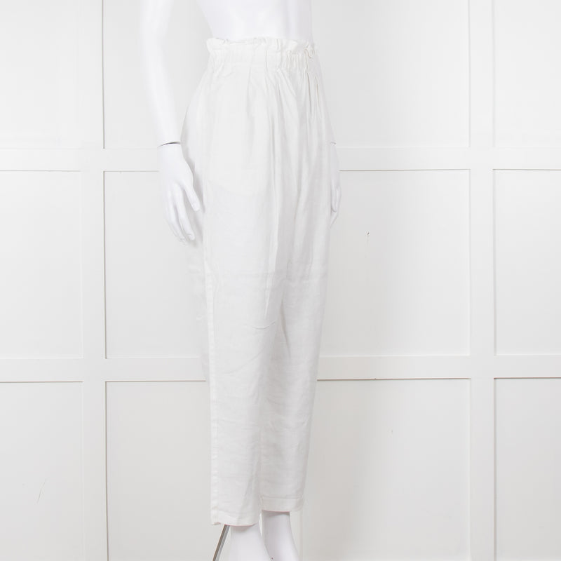 Bec+ Bridge White Elasticated Waist Linen Trousers