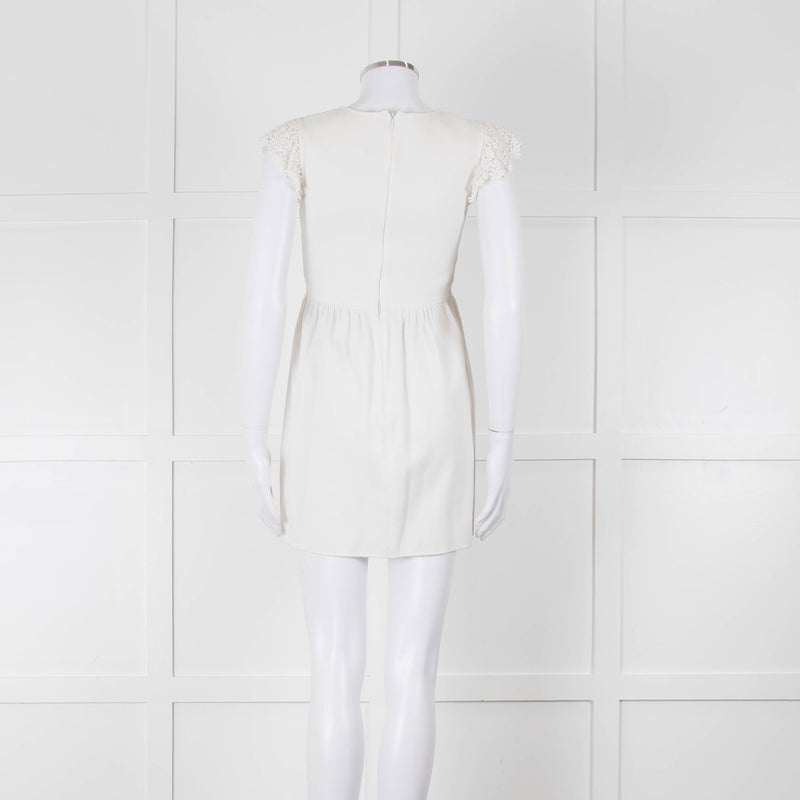 Valentino White Lace Sleeve Mini Dress