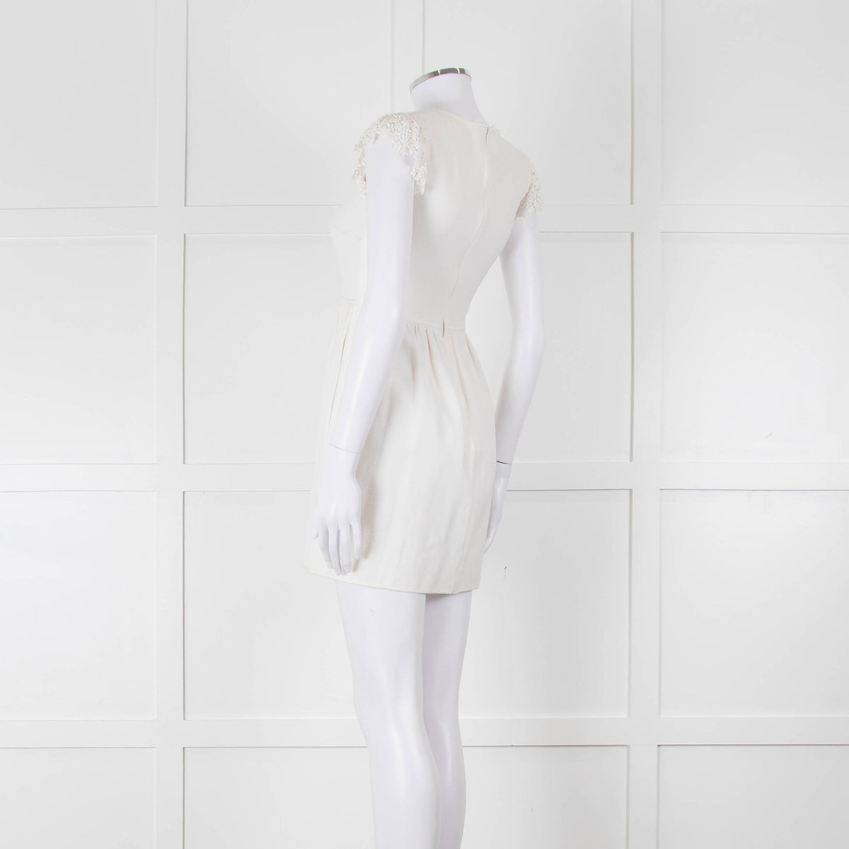 Valentino White Lace Sleeve Mini Dress