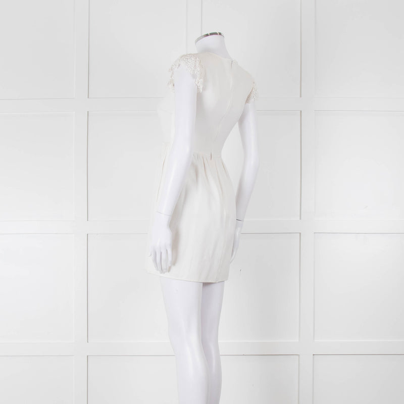 Valentino White Lace Sleeve Mini Dress