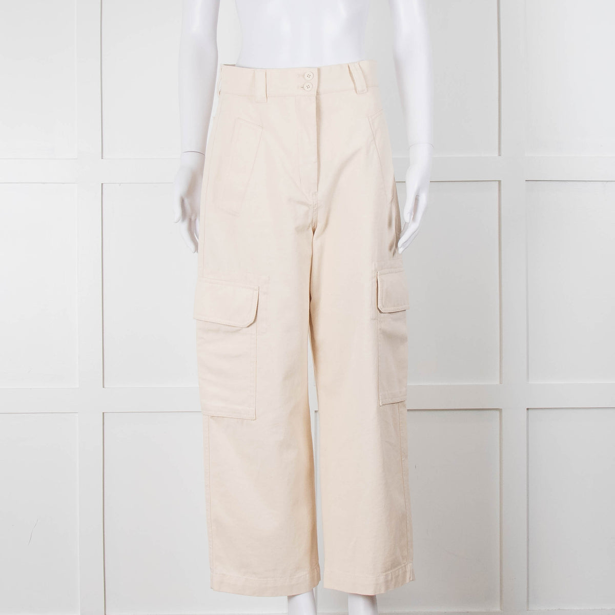Weekend Max Mara Cream Wide Leg Combat Trousers