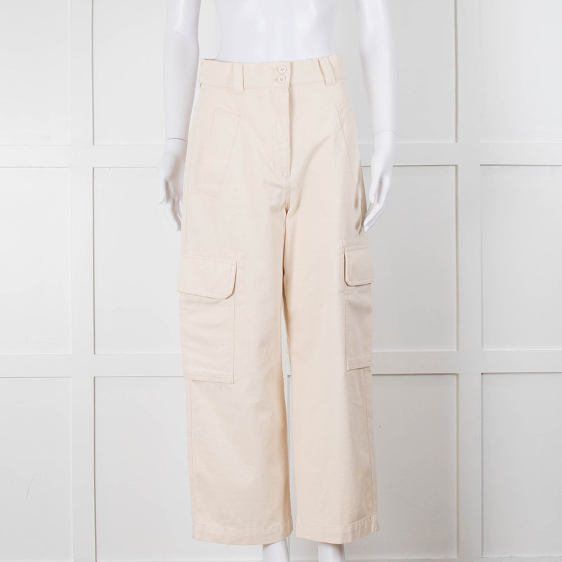 Weekend Max Mara Cream Wide Leg Combat Trousers