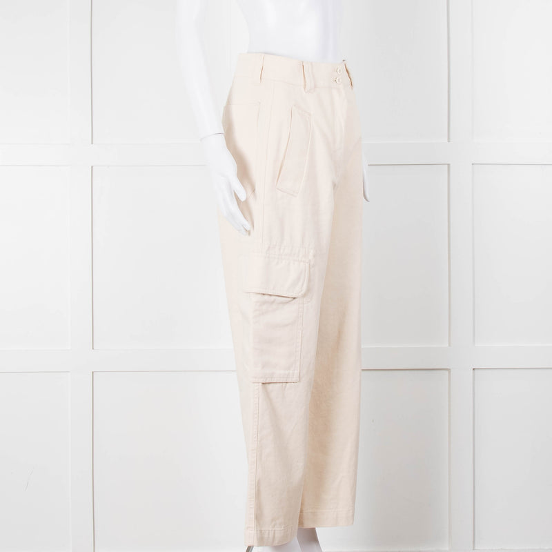 Weekend Max Mara Cream Wide Leg Combat Trousers