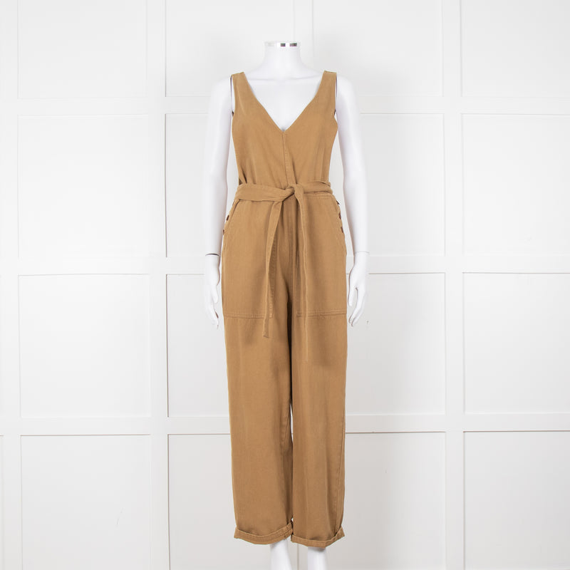 Alex Mill Khaki Deep V Neck Belted Jumpsuit