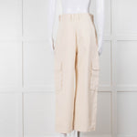 Weekend Max Mara Cream Wide Leg Combat Trousers