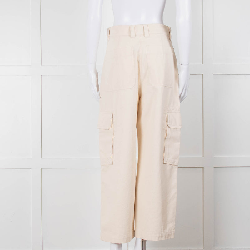 Weekend Max Mara Cream Wide Leg Combat Trousers