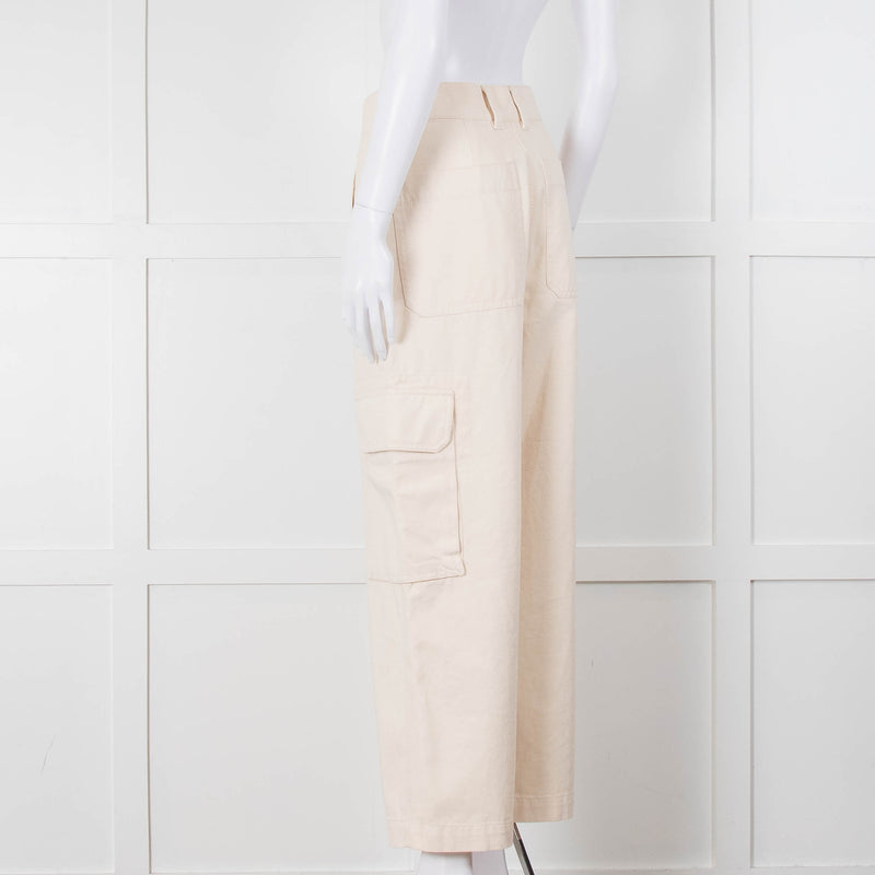 Weekend Max Mara Cream Wide Leg Combat Trousers