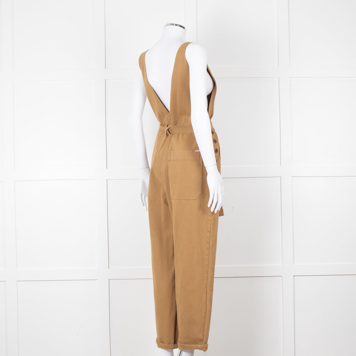 Alex Mill Khaki Deep V Neck Belted Jumpsuit