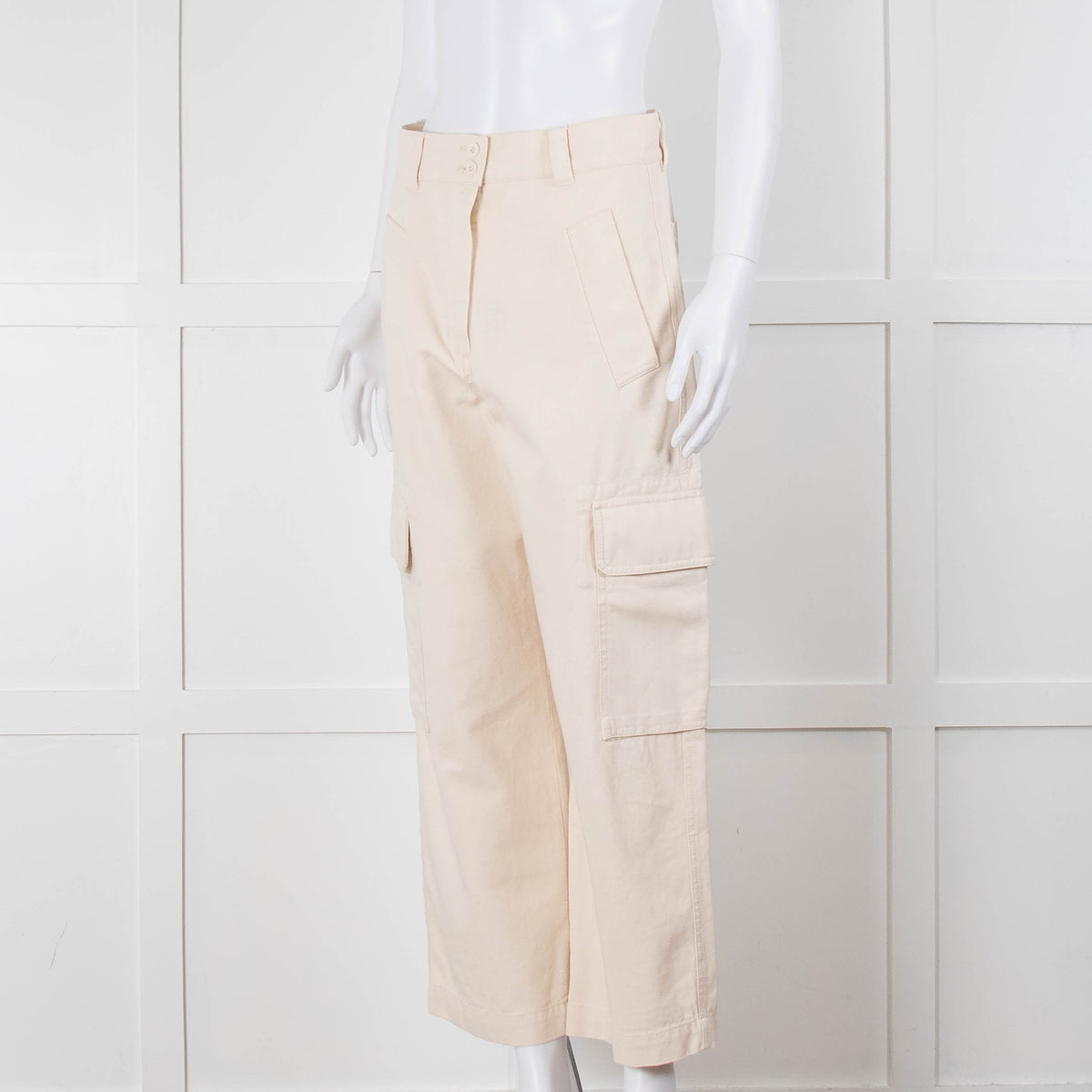 Weekend Max Mara Cream Wide Leg Combat Trousers