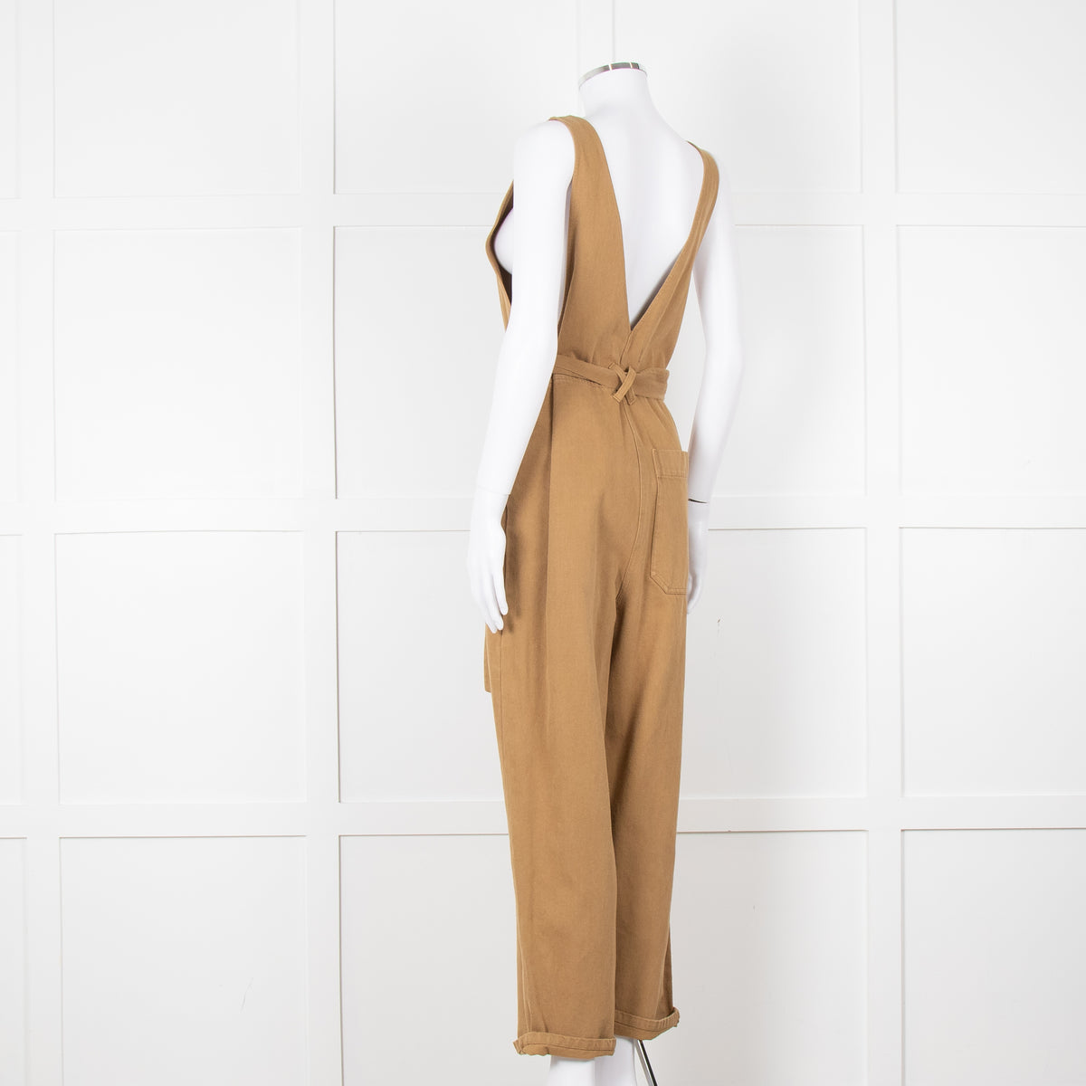 Alex Mill Khaki Deep V Neck Belted Jumpsuit