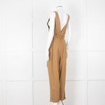 Alex Mill Khaki Deep V Neck Belted Jumpsuit