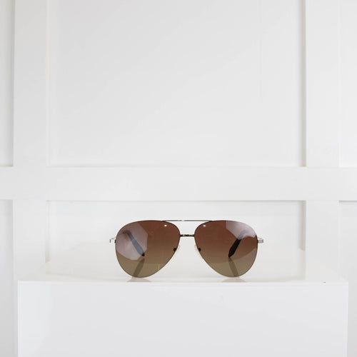 Victoria Beckham Silver Frame and Black Lens Sunglasses