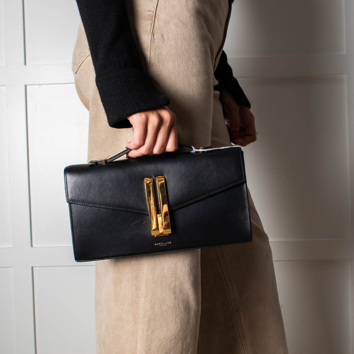DeMellier Black Leather Vancouver Clutch