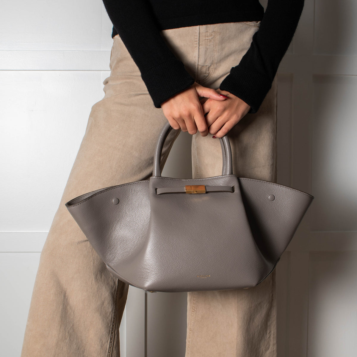 DeMellier Taupe Leather Midi New York Tote