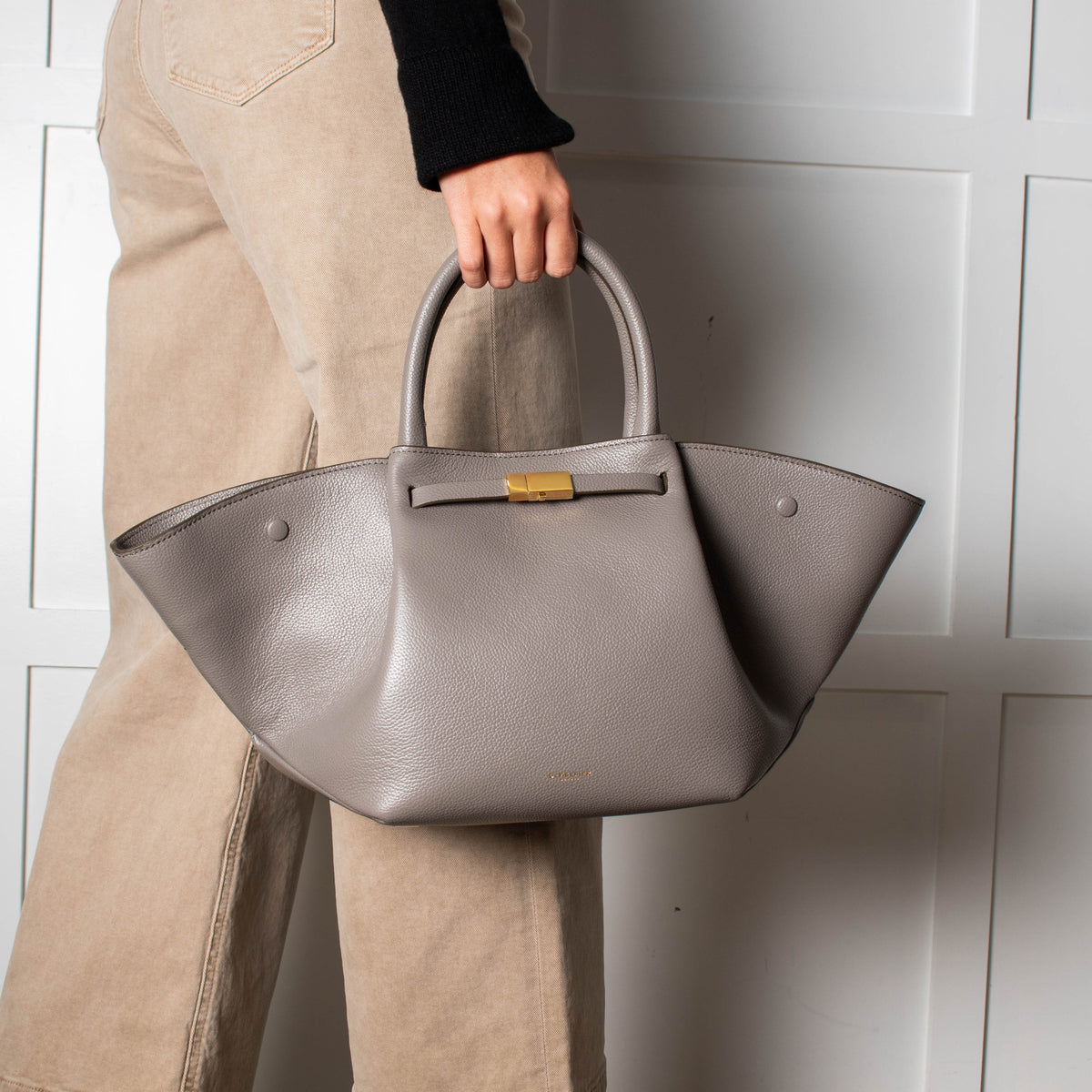 DeMellier Taupe Leather Midi New York Tote