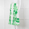 Farm Rio Green and White Linen Midi Skirt with Split