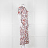 See By Chloe White Brown Floral Short Sleeve Dress With Slip