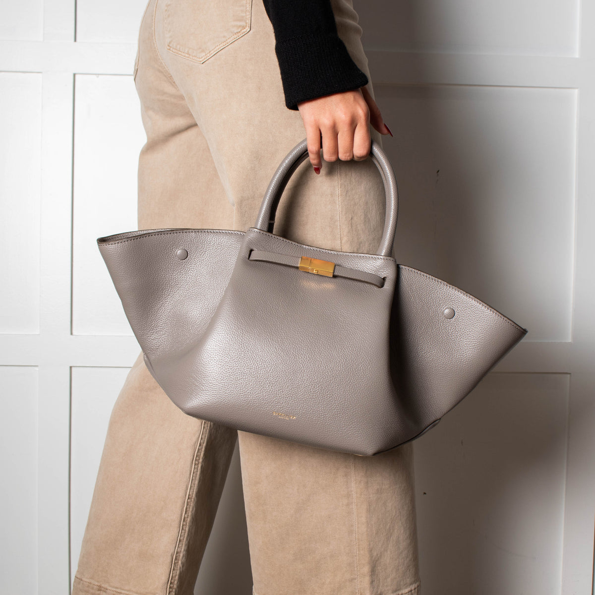 DeMellier Taupe Leather Midi New York Tote