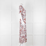 See By Chloe White Brown Floral Short Sleeve Dress With Slip