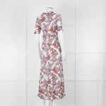 See By Chloe White Brown Floral Short Sleeve Dress With Slip