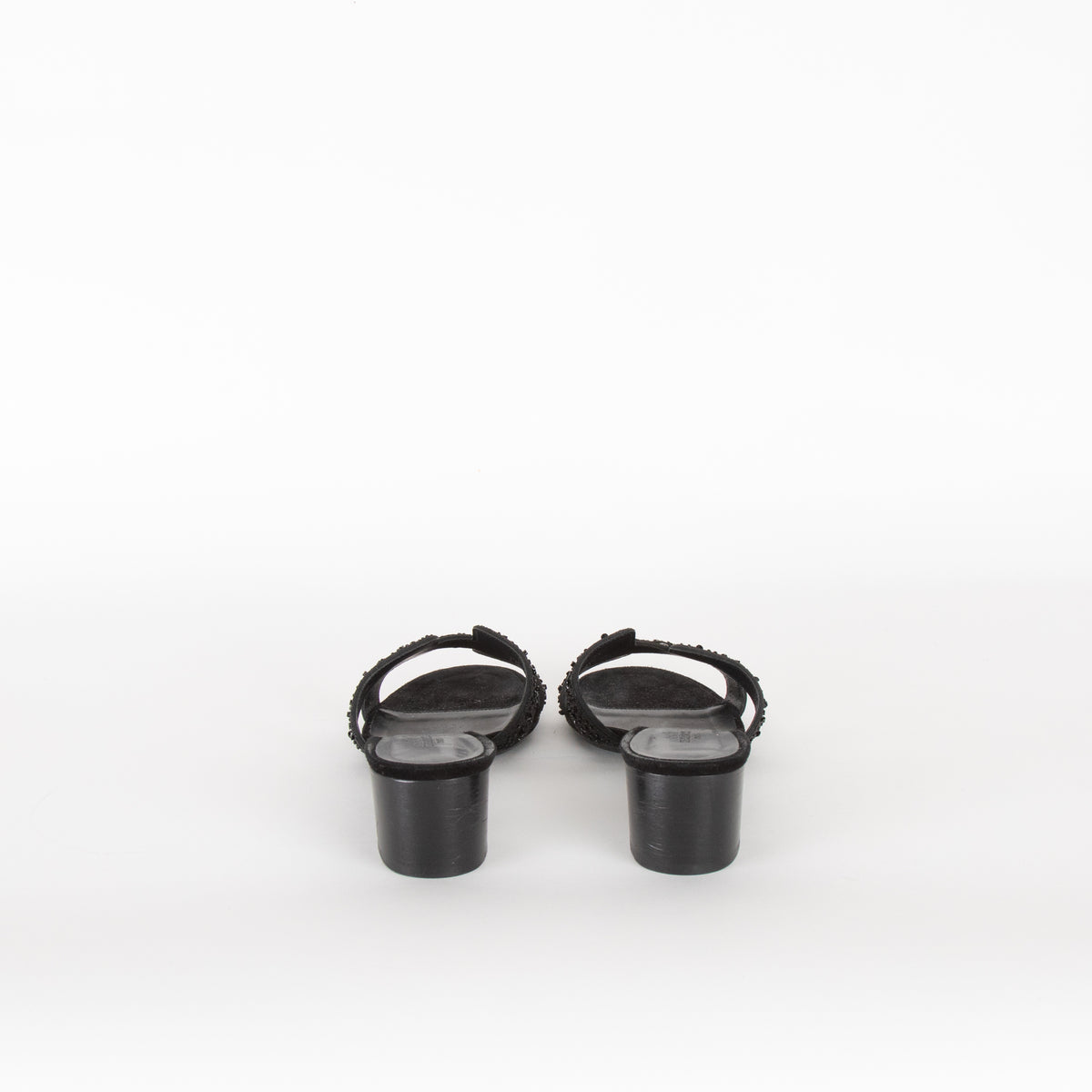 Hermes Black Suede Crystal Oasis Sandals