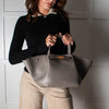DeMellier Taupe Leather Midi New York Tote