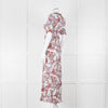 See By Chloe White Brown Floral Short Sleeve Dress With Slip