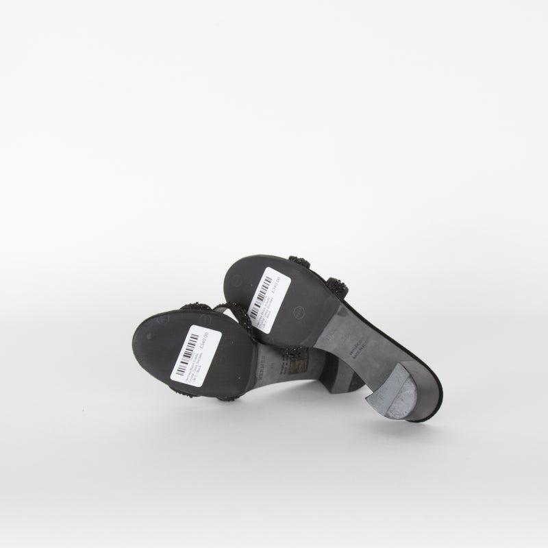 Hermes Black Suede Crystal Oasis Sandals
