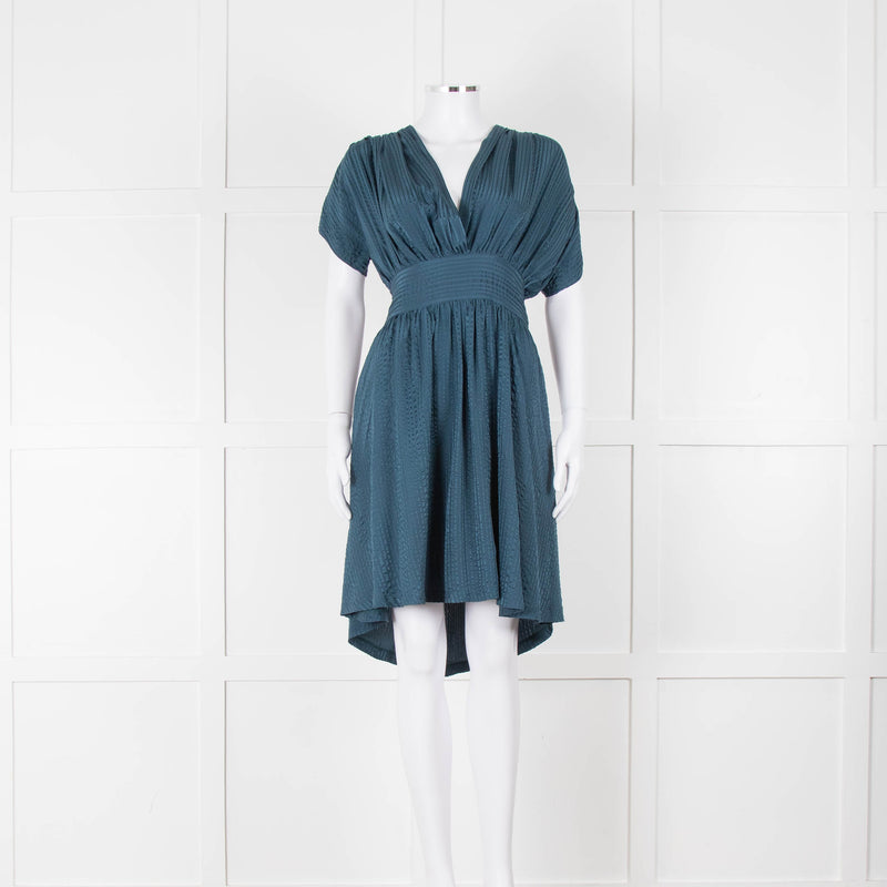 Balenciaga Teal Textured Short Sleeve Dress