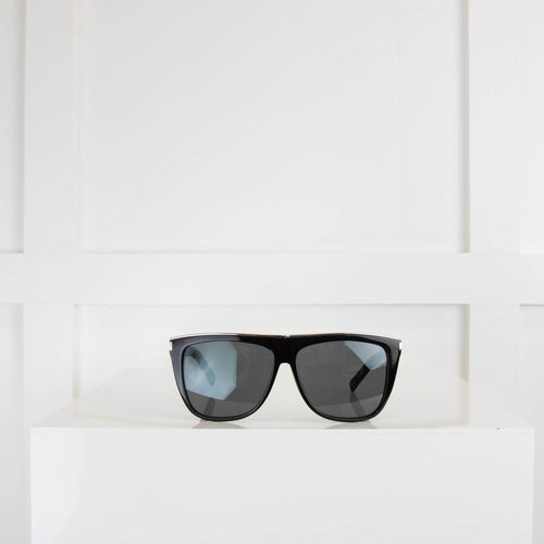 Saint Laurent Black Acetate D Frame Sunglasses