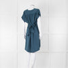 Balenciaga Teal Textured Short Sleeve Dress