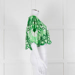 Farm Rio White and Green Linen Short Sleeve Blouse