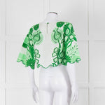 Farm Rio White and Green Linen Short Sleeve Blouse