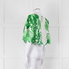 Farm Rio White and Green Linen Short Sleeve Blouse