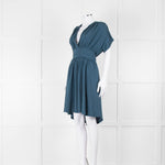 Balenciaga Teal Textured Short Sleeve Dress