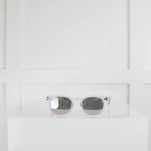 Saint Laurent Silver Mirror D Frame Acetate Sunglasses