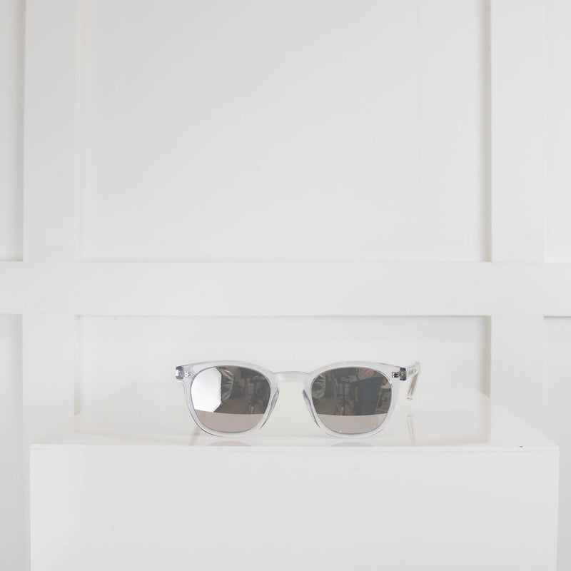 Saint Laurent Silver Mirror D Frame Acetate Sunglasses