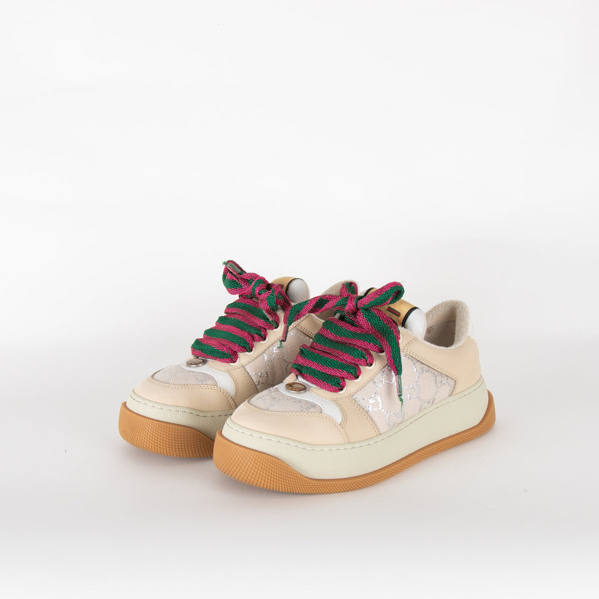 Gucci GG Trainers With Pink / Green Laces
