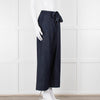 S Max Mara Blue Cotton Embellished Detail Cotton Wide Leg Trousers