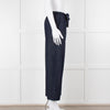 S Max Mara Blue Cotton Embellished Detail Cotton Wide Leg Trousers