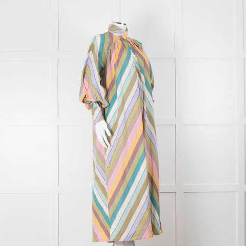 Alemais Cotton Chevron Stripe Shirt Dress